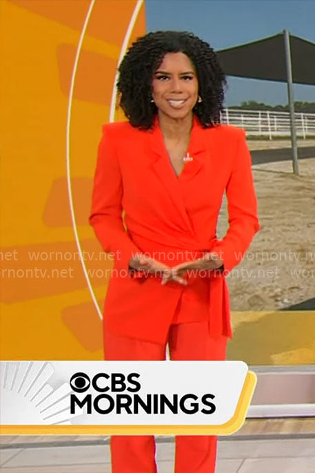 Adriana Diaz’s red tie blazer on CBS Mornings