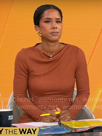 Adriana Diaz's brown maxi dress on CBS Mornings