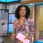 Adriana Diaz’s floral cowl-neck dress on CBS Mornings