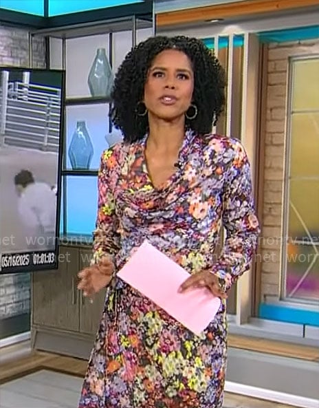 Adriana Diaz's floral cowl-neck dress on CBS Mornings