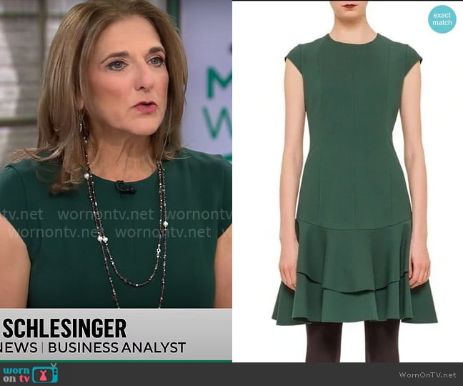 Akris Punto Seam-Paneled Jersey Flounce Dress worn by Jill Schlesinger on CBS Mornings