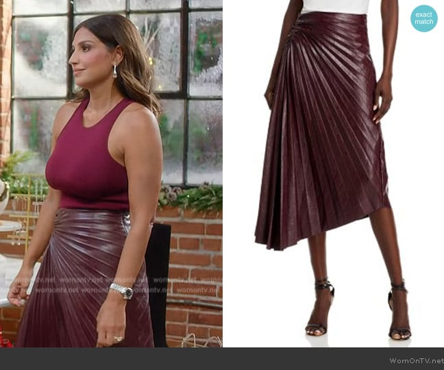 ALC Tracy Asymmetrical Pleated Skirt worn by Leva Bonaparte on E! News