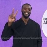 Aldis Hodge’s black wrap shirt and pants on Today