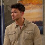 Alex’s beige suede button down shirt on Days of our Lives