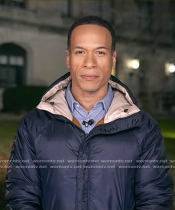 Alex Perez’s navy reversible down jacket on Good Morning America