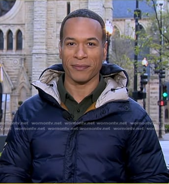 Alex Perez’s navy reversible down jacket on Good Morning America