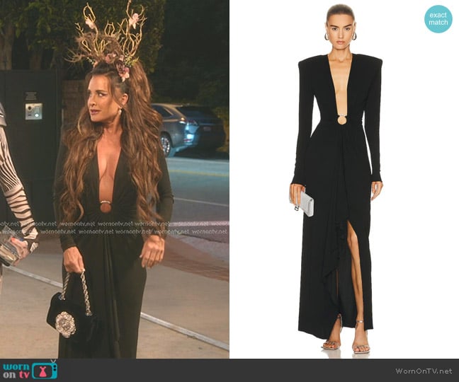 Alexandre Vauthier V Neck Long Dress worn by Kyle Richards on The Real Housewives of Beverly Hills