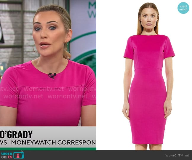 Alexia Admor Scuba Midi Dress in Hot Pink worn by Kelly O'Grady on CBS Mornings