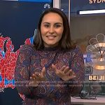 Ali Vitali’s navy paisley print dress on NBC News Daily