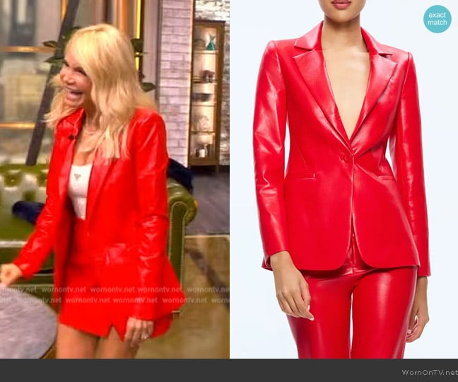 Alice + Olivia Macey Fitted Vegan Leather Blazer worn by Kristin Chenoweth on The View