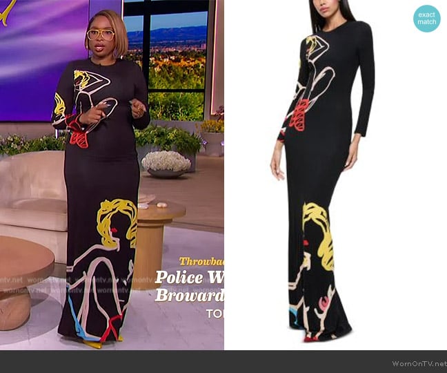 Alice + Olivia Delora Open Back Maxi Dress worn by Jennifer Hudson on The Jennifer Hudson Show