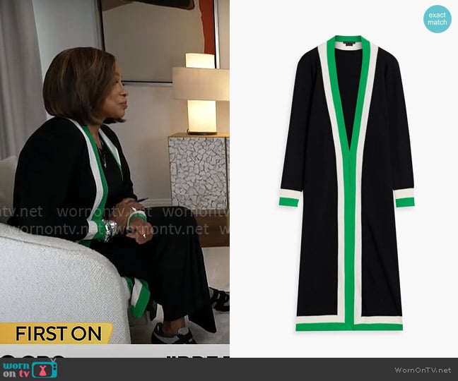 Alice + Olivia Bradford striped wool-blend cardigan worn by Gayle King on CBS Mornings