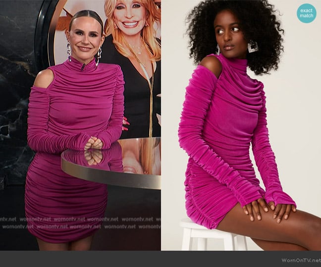 Aliette Pink Cold Shoulder Dress worn by Keltie Knight on E! News