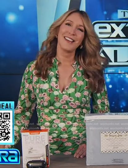 Alison Deyette's green floral print dress on Extra