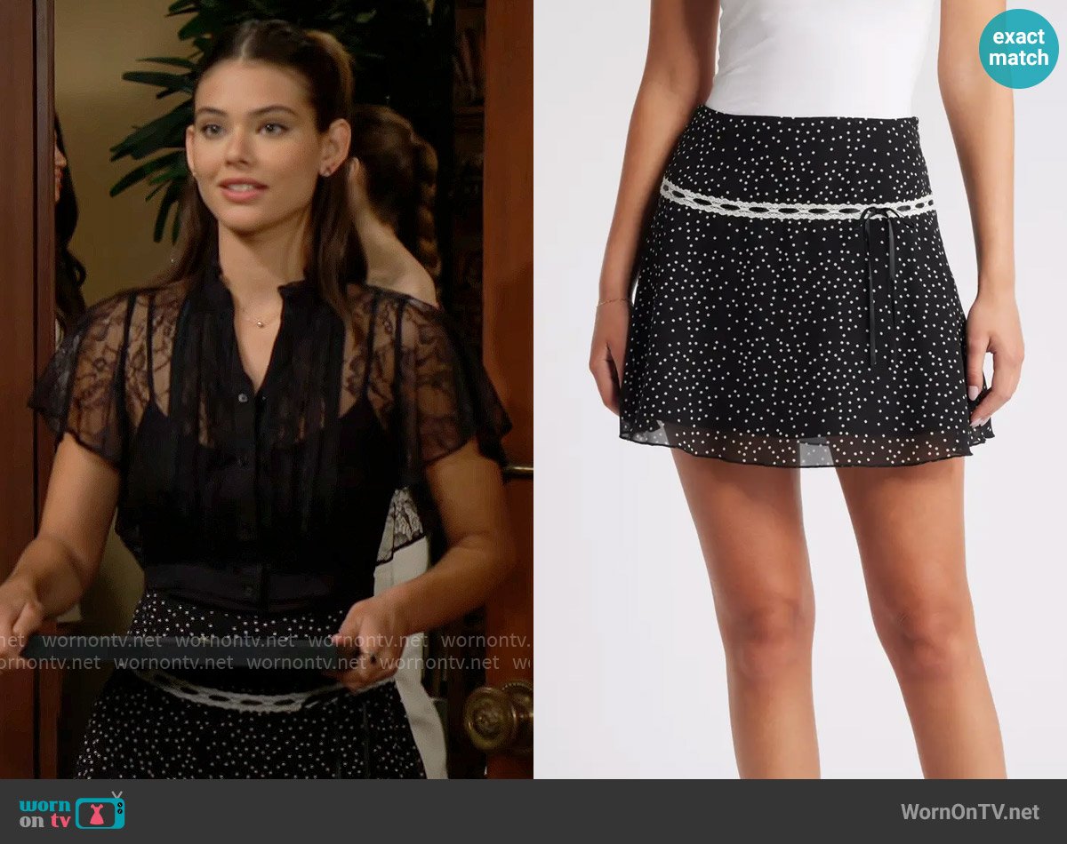 All in Favor Polka Dot Miniskirt worn by Electra Forrester (Laneya Grace) on The Bold and the Beautiful