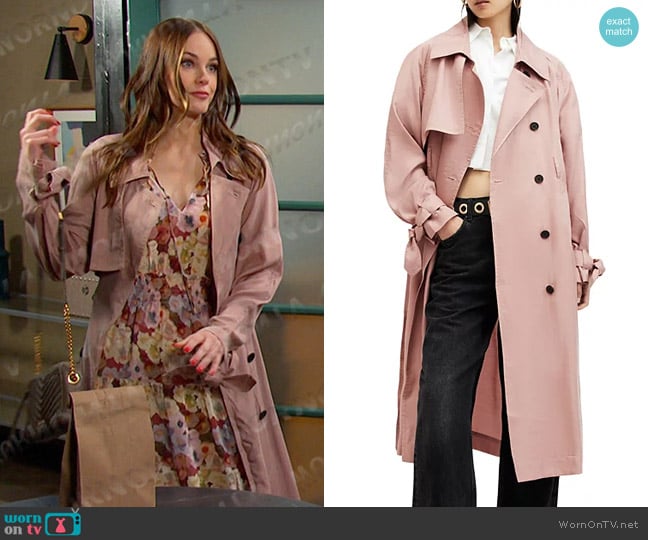 All Saints Kikki Trench Coat worn by Stephanie Johnson (Abigail Klein) on Days of our Lives