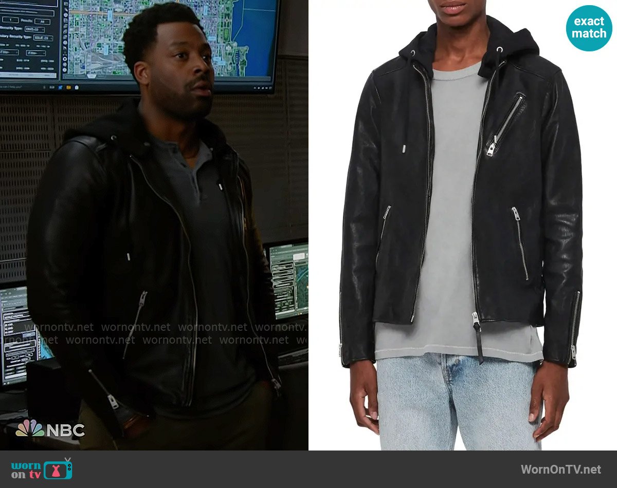 Kevin’s hooded leather jacket on Chicago PD