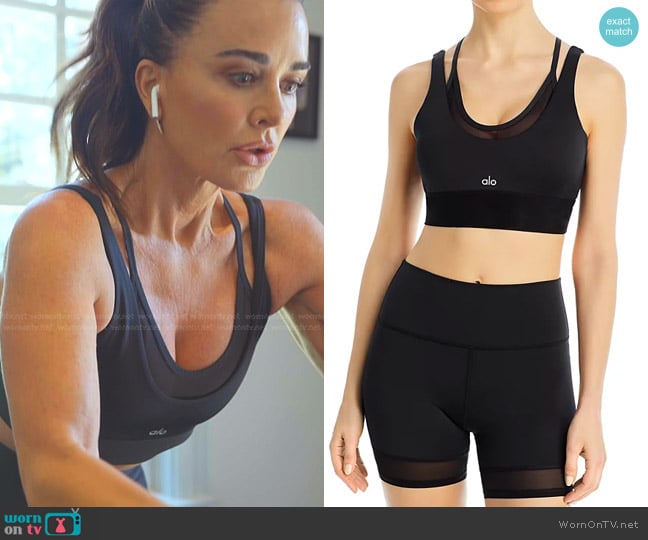 Alo Yoga Airlift Double Trouble Sports Bra worn by Kyle Richards on The Real Housewives of Beverly Hills