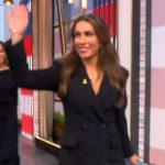 Alyssa’s black double breasted blazer dress on The View