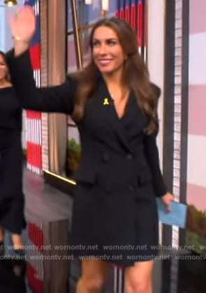 Alyssa’s black double breasted blazer dress on The View