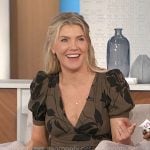 Amanda’s brown and black floral dress on The Talk