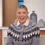 Amanda’s fair isle print cardigan and striped shirt on The Talk