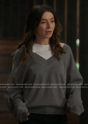 Amelia's grey layered sweater on Greys Anatomy