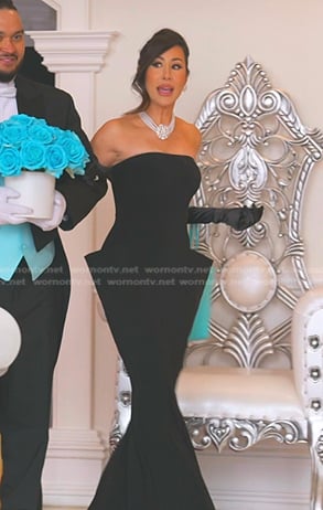 Angie's black strapless fishtail dress on The Real Housewives of Salt Lake City