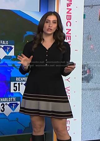 Angie Lassman’s black striped polo dress on NBC News Daily