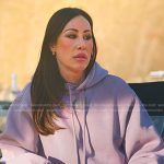 Angie’s purple hoodie and trackpants on The Real Housewives of Salt Lake City