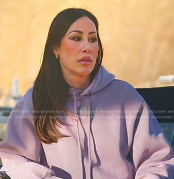 Angie's purple hoodie and trackpants on The Real Housewives of Salt Lake City