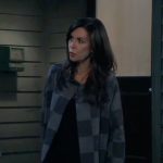 Anna’s gray check coat on General Hospital