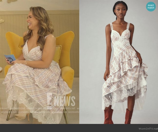 Anthropologie The Bobbi Asymmetrical Ruffle Tiered Midi Dress worn by Carolina Bermudez on E! News