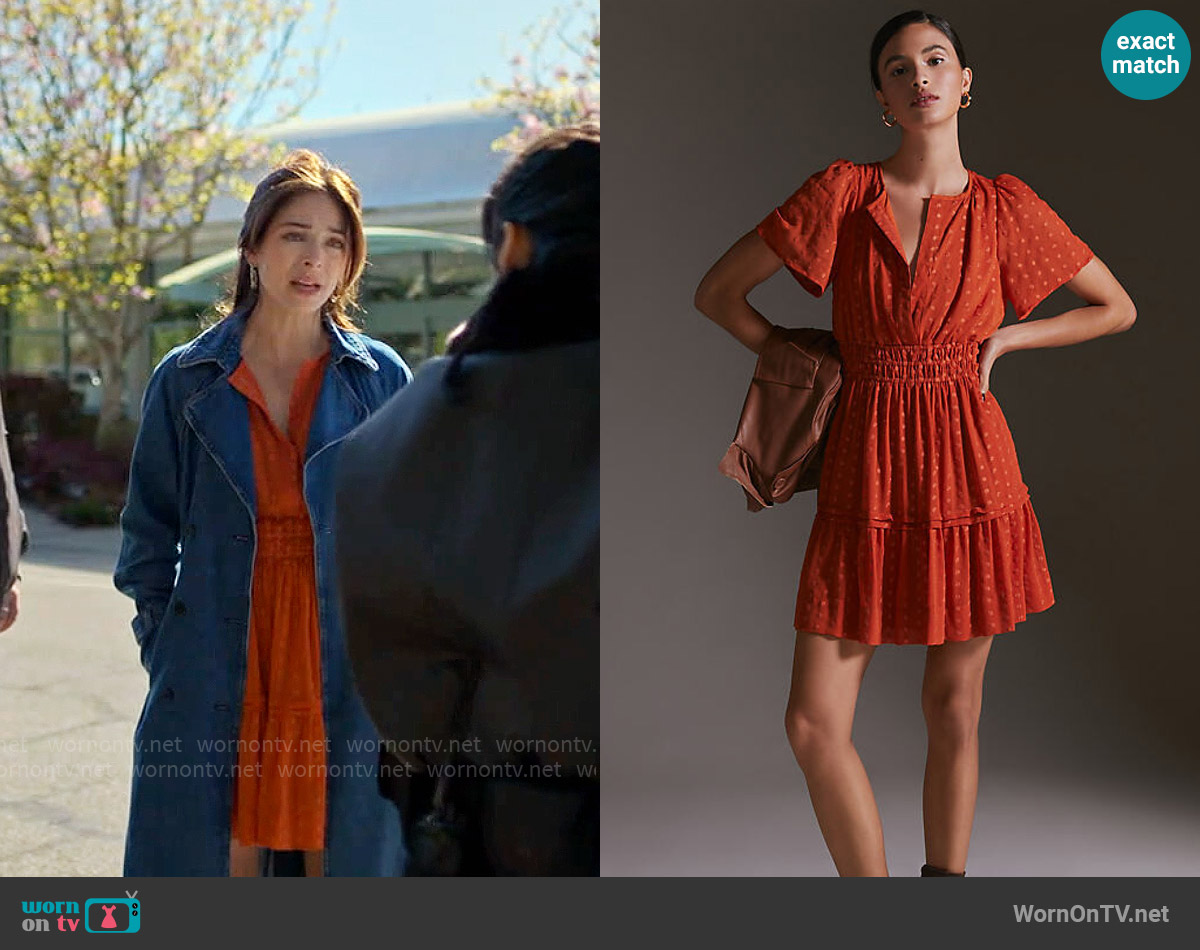 Anthropologie The Somerset Mini Dress worn by Cassandra Lee (Kristin Kreuk) on Murder in a Small Town