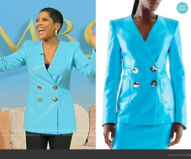 AS by DF Claude Recycled Leather Blazer worn by Tamron Hall on Tamron Hall Show