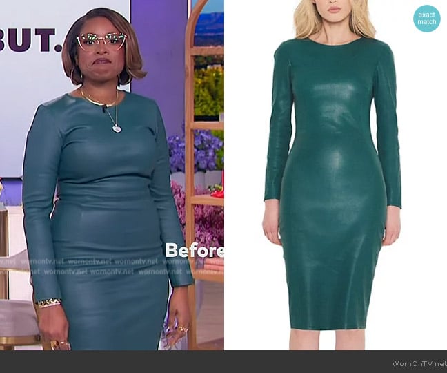 AS by DF Mrs Smith Stretch Leather Dress worn by Jennifer Hudson on The Jennifer Hudson Show