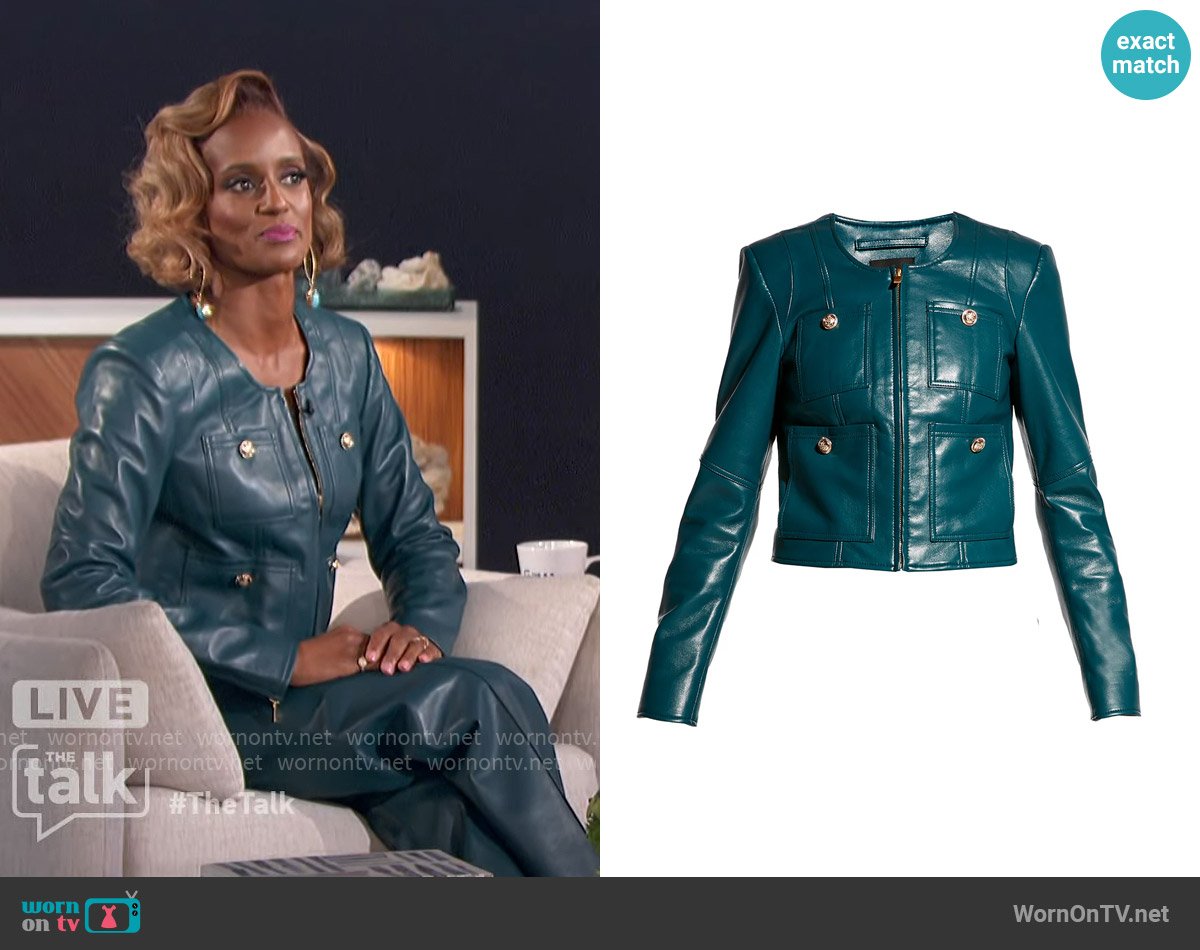 AS by DF Tell Me Lies Recycled Leather Jacket worn by Skye Marshall on The Talk