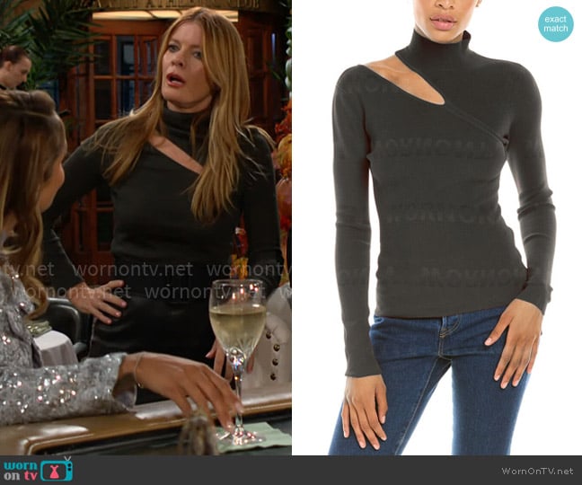 Autumn Cashmere Slash Cutout Mock worn by Phyllis Summers (Michelle Stafford) on The Young and the Restless