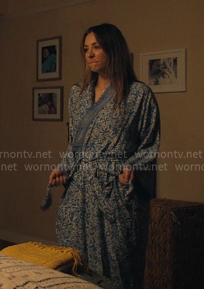 Ava's blue printed robe on Based on a True Story