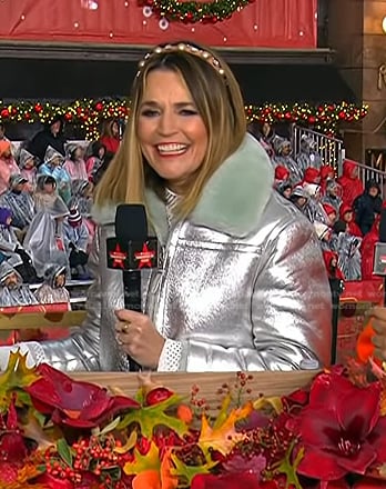 Savannah's metallic shearling collar jacket at Macy’s Thanks Giving Parade on Today