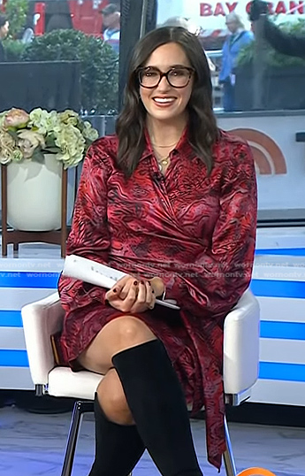 Savannah’s red print wrap dress on Today