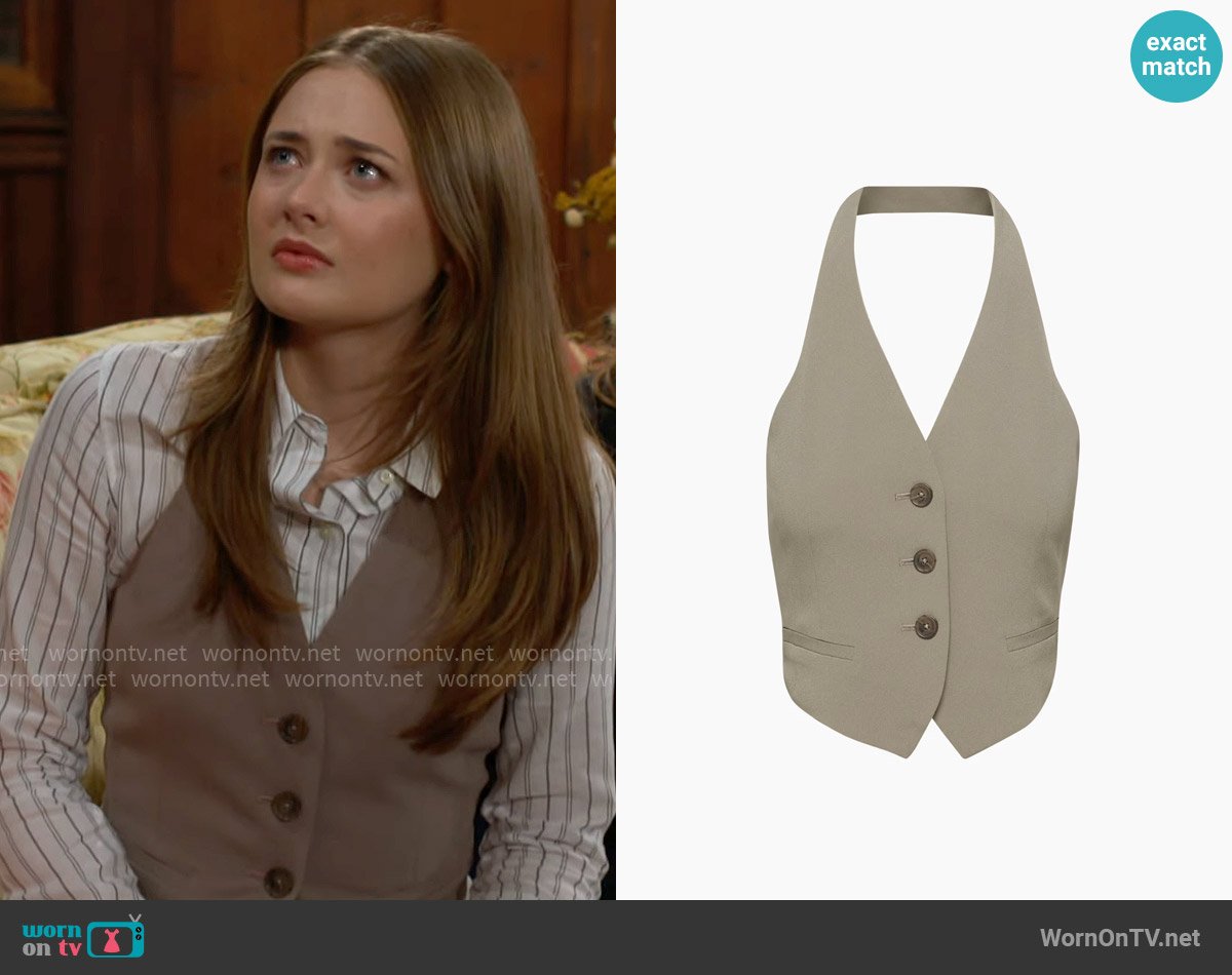 Babaton at Aritzia Leading Vest worn by Faith Newman (Reylynn Caster) on The Young and the Restless