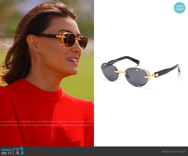 Balmain Oval-frame Tinted Sunglasses worn by Bronwyn Newport on The Real Housewives of Salt Lake City