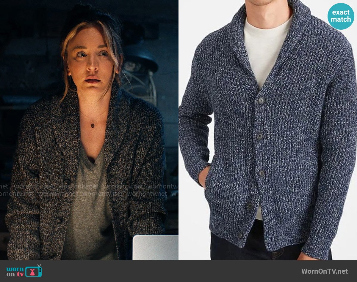 Old Navy Textured Shawl-Collar Cardigan Sweater worn by Ava Bartlett (Kaley Cuoco) on Based on a True Story