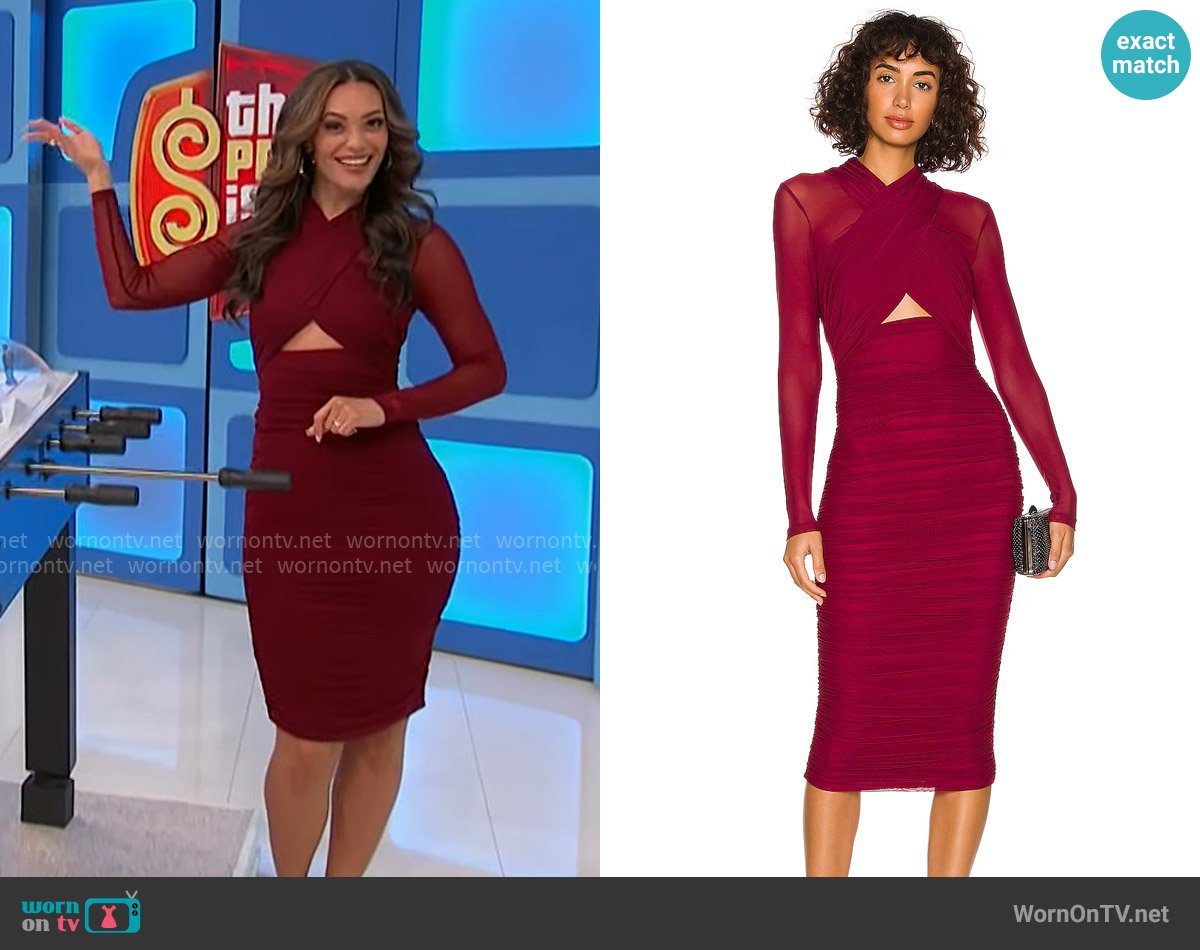 WornOnTV: Alexis’ teal satin midi dress on The Price is Right | Alexis ...