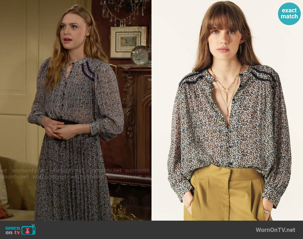 ba&sh Kelani Blouse worn by Claire Grace (Hayley Erin) on The Young and the Restless