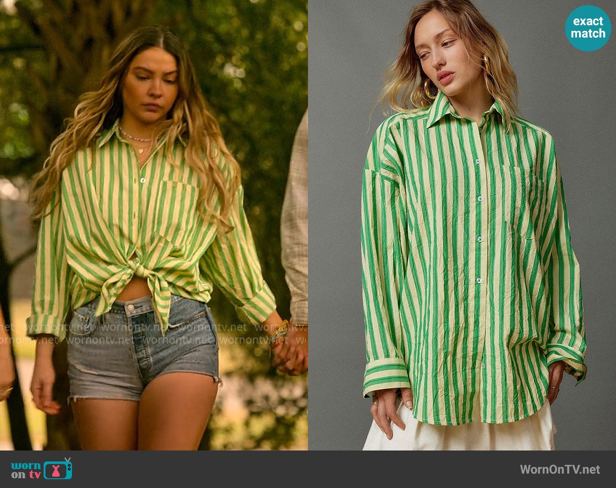 BDG at Urban Outfitters Ryanne Stripe Shirt worn by Sarah Cameron (Madelyn Cline) on Outer Banks