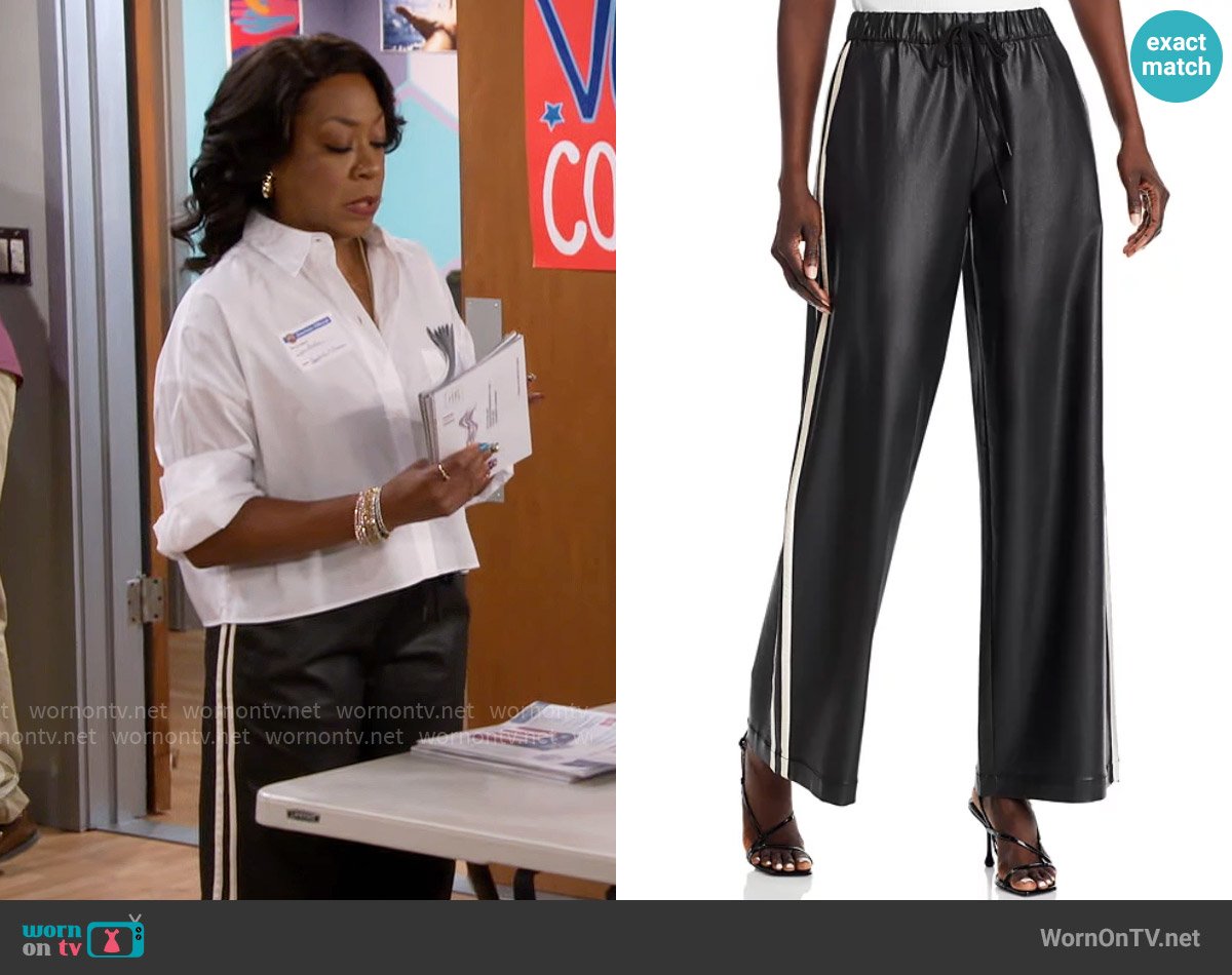 Bella Dahl Sport Stripe Wide Leg Pants worn by Tina Butler (Tichina Arnold) on The Neighborhood