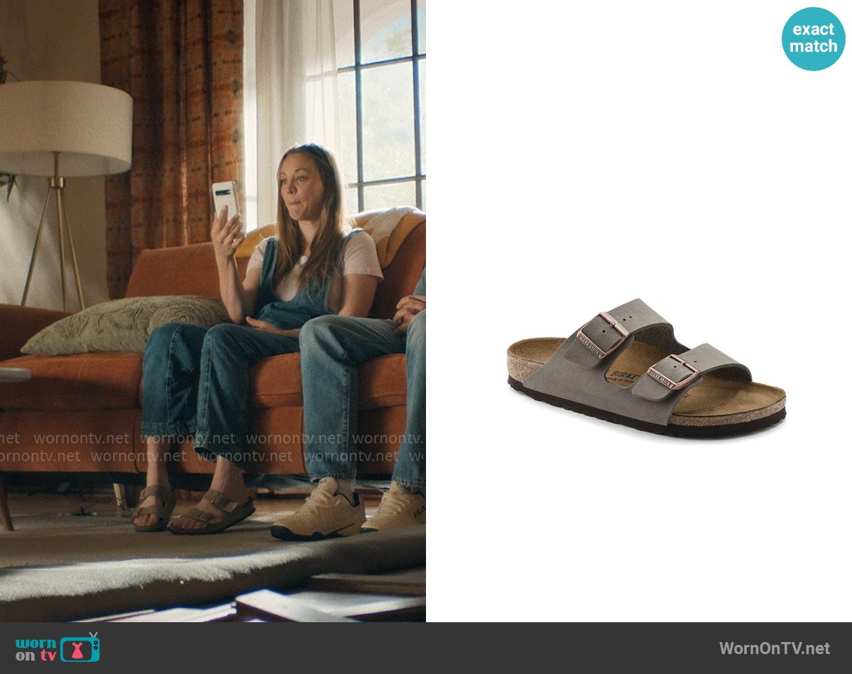 Birkenstock Arizona Sandal in Stone worn by Ava Bartlett (Kaley Cuoco) on Based on a True Story