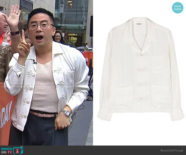 Bode Trillium Silk Shirt worn by Bowen Yang on Today